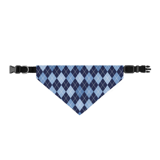 Blue Argyle Clip-On Dog Bandana
