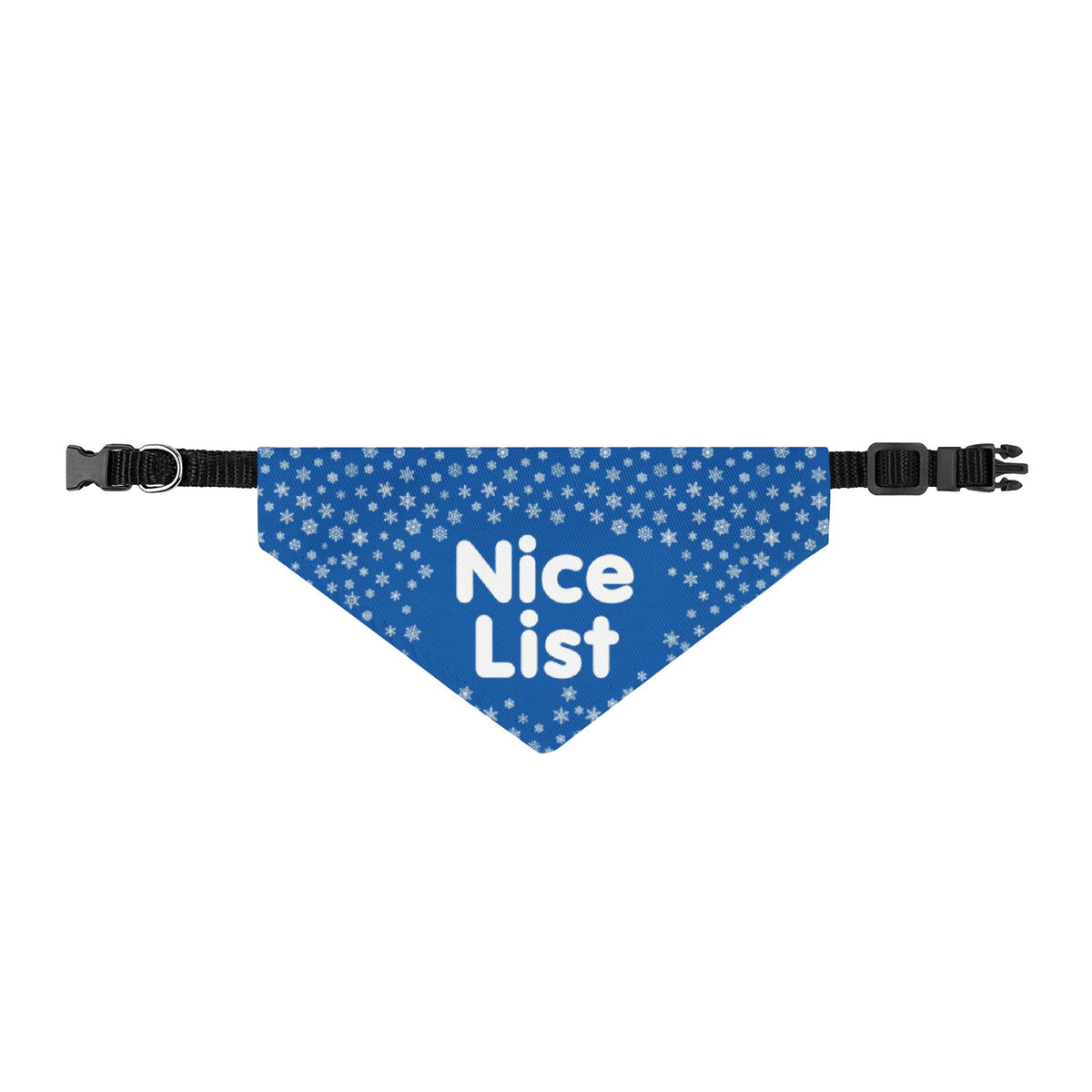 Nice List Blue Snowflake Christmas Clip-On Dog Bandana