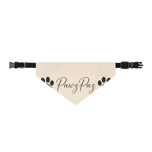 PawzPaz Cream Script Clip-On Dog Bandana