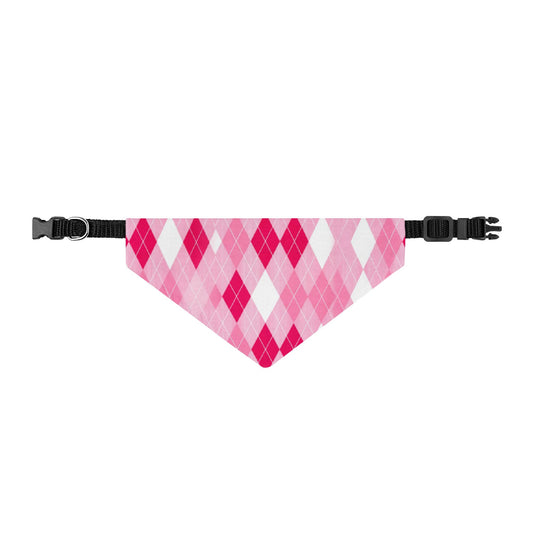 Pink Argyle Clip-On Dog Bandana