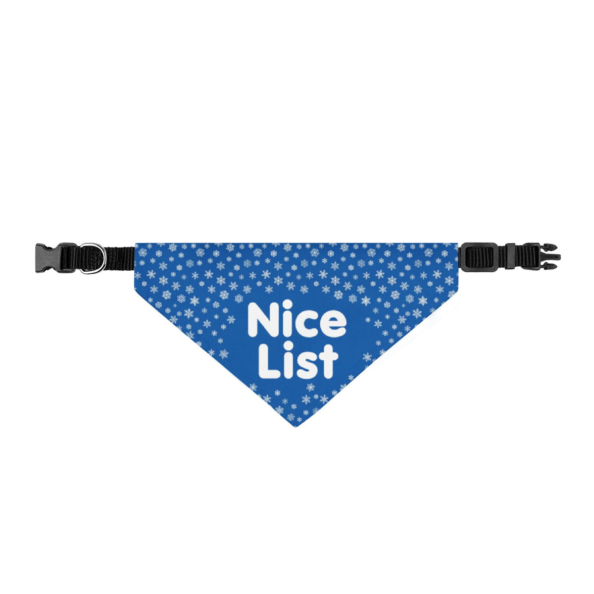 Nice List Blue Snowflake Christmas Clip-On Dog Bandana