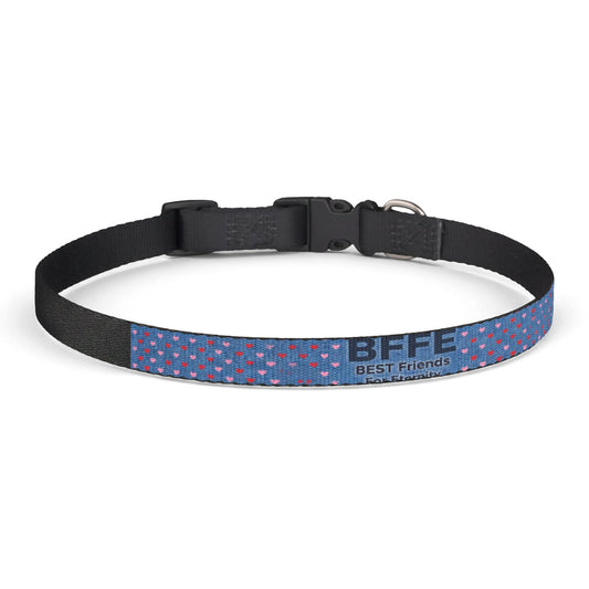 BFFE Denim Hearts Clip-On Dog Collar