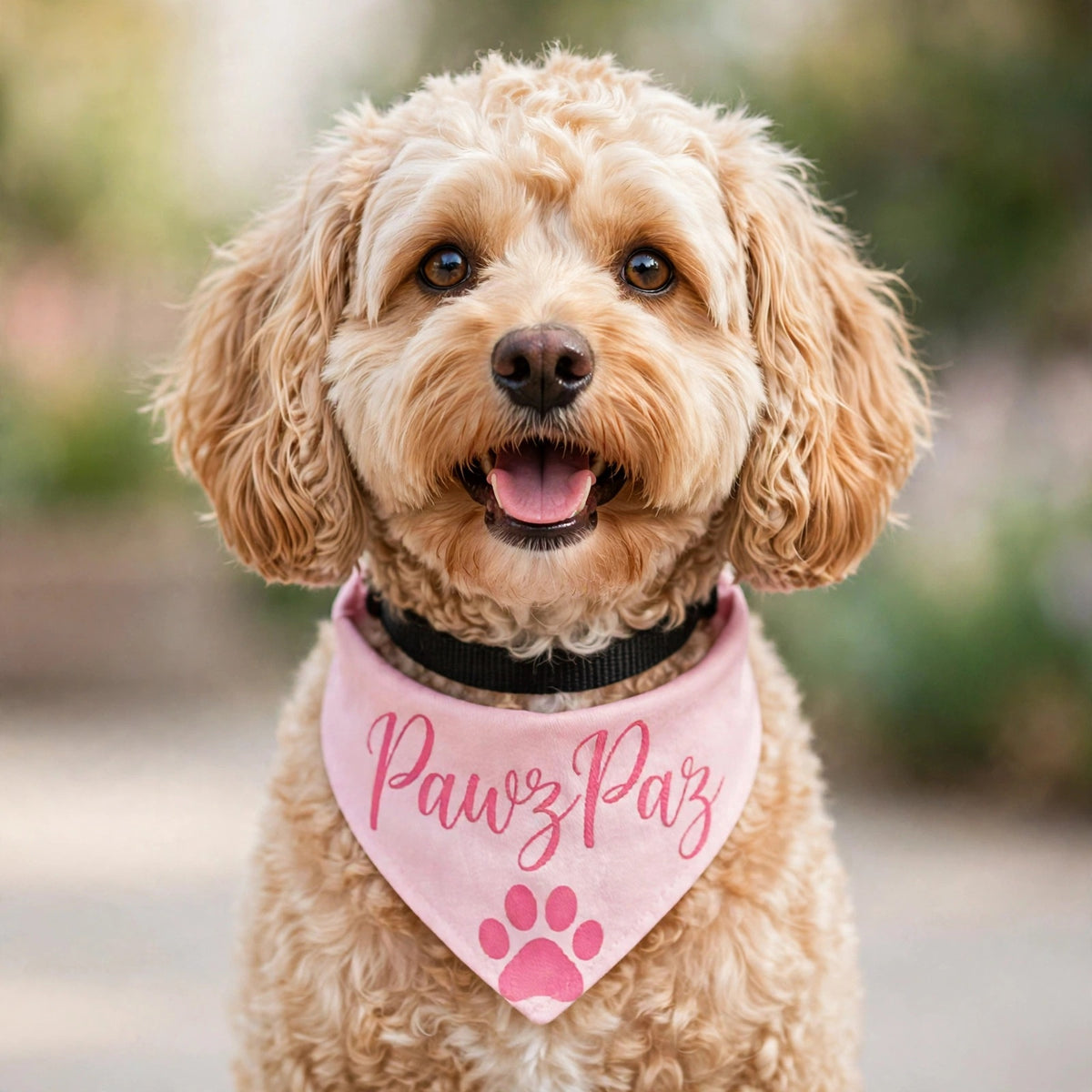 PawzPaz Pink Script Clip-On Dog Bandana