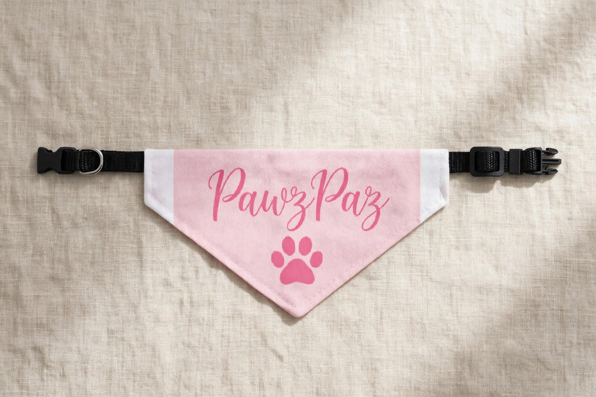 PawzPaz Pink Script Clip-On Dog Bandana