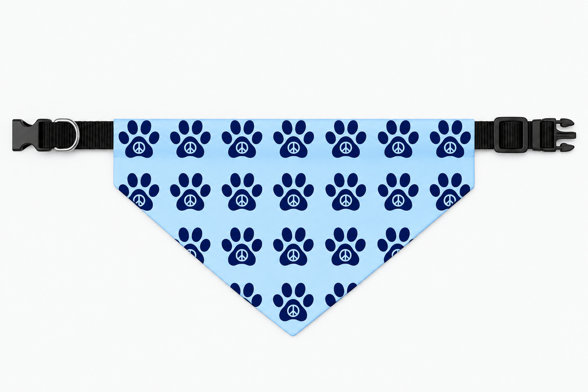 PawzPaz Blue Paw Pattern Clip-On Dog Bandana