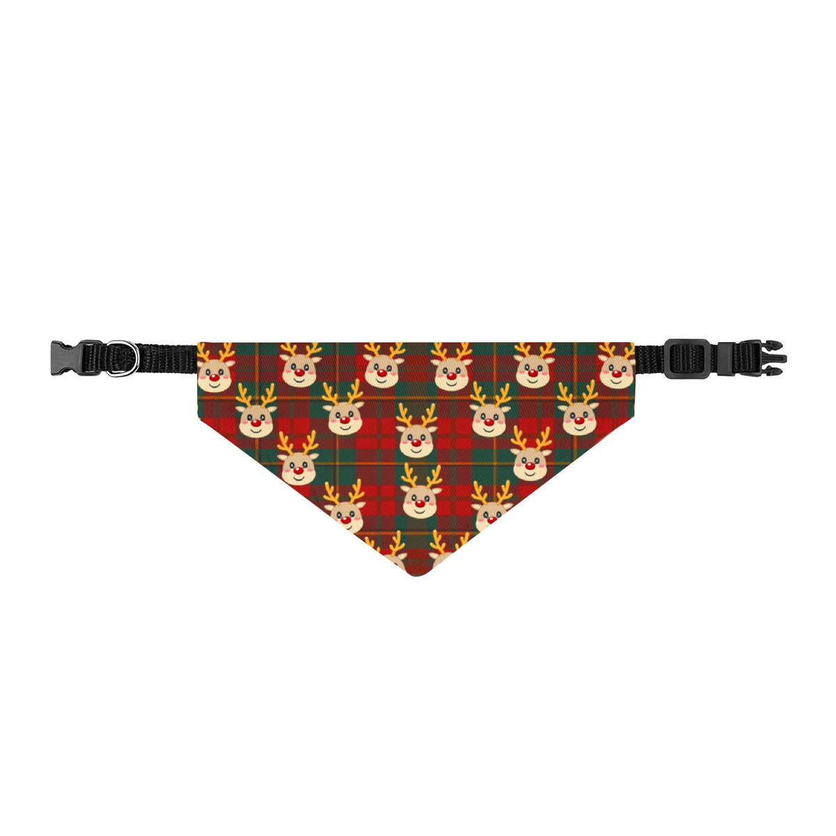 Reindeer Plaid Christmas Clip-On Dog Bandana