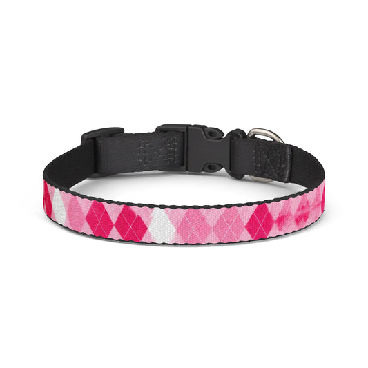 Pink Argyle Clip-On Dog Collar