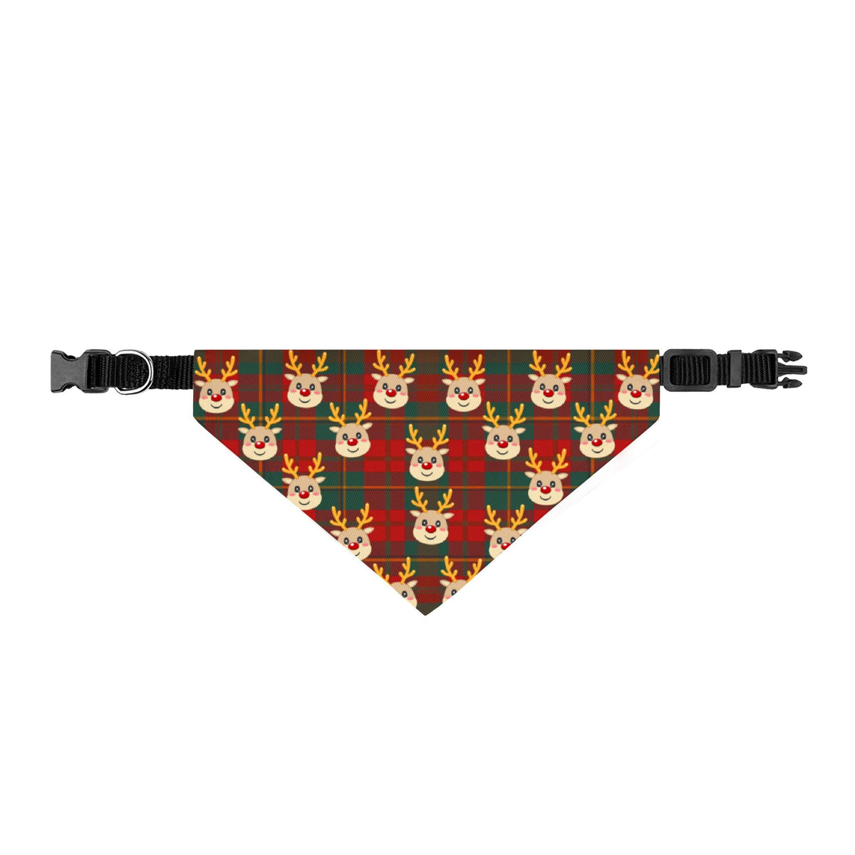 Reindeer Plaid Christmas Clip-On Dog Bandana