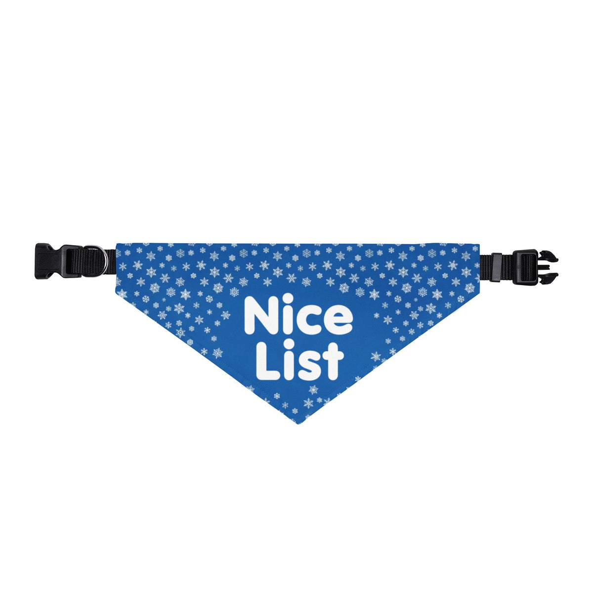 Nice List Blue Snowflake Christmas Clip-On Dog Bandana