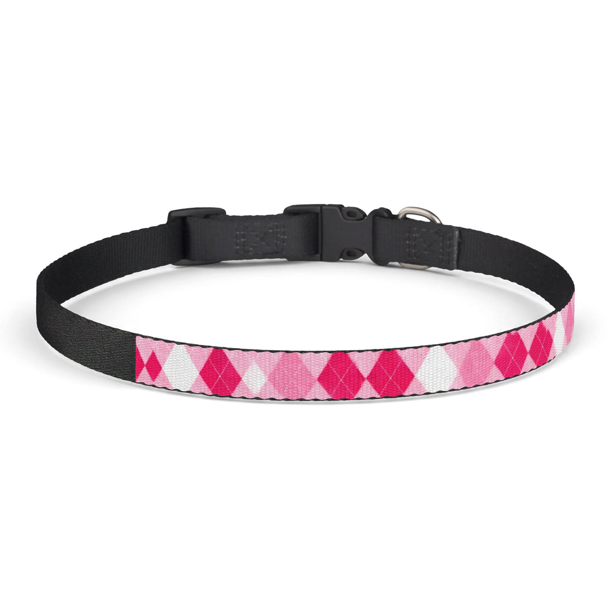 Pink Argyle Clip-On Dog Collar