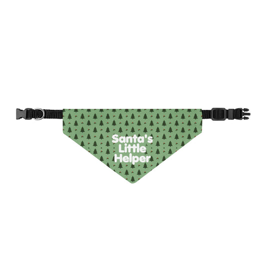 Santa's Little Helper Sage Christmas Clip-On Dog Bandana