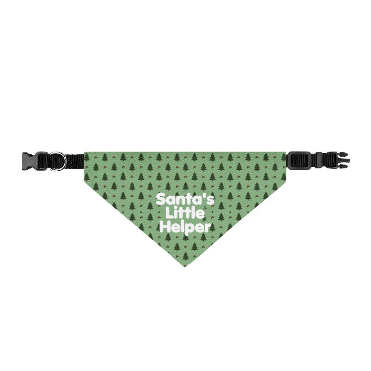Santa's Little Helper Sage Christmas Clip-On Dog Bandana