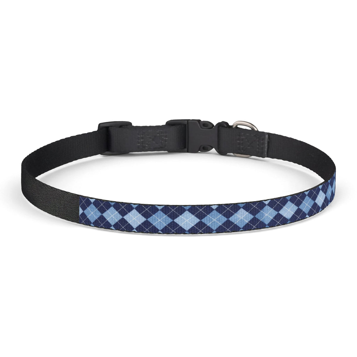 Blue Argyle Clip-On Dog Collar