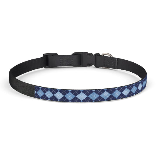 Blue Argyle Clip-On Dog Collar
